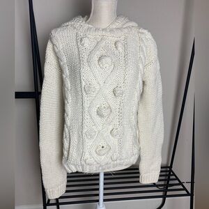 Smythe x Augden Ivory Cream Alpaca Wool Pom Pom Hoodie Sweatshirt Size M